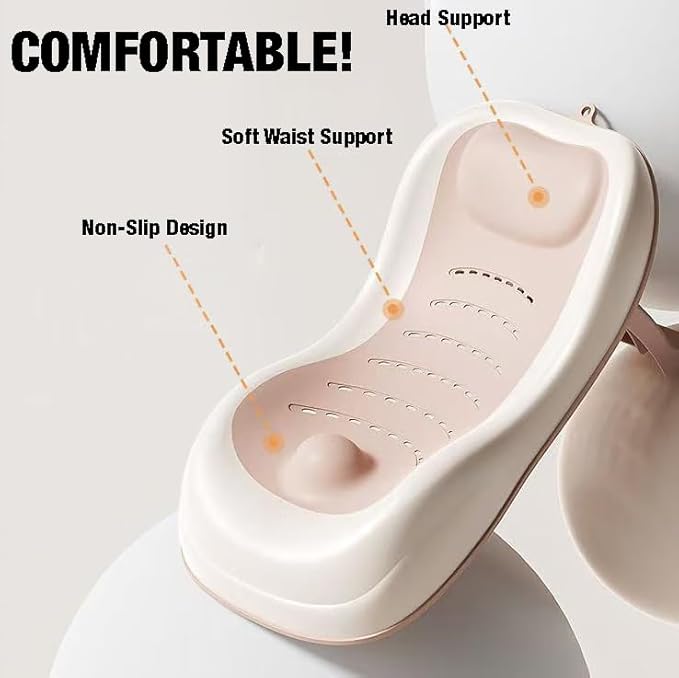 PandaEar Baby Bath Support, Foldable Infant Bathtub for Newborn Babies 0-6 Months, Soft Sink Baby Bath Tub (Pink)