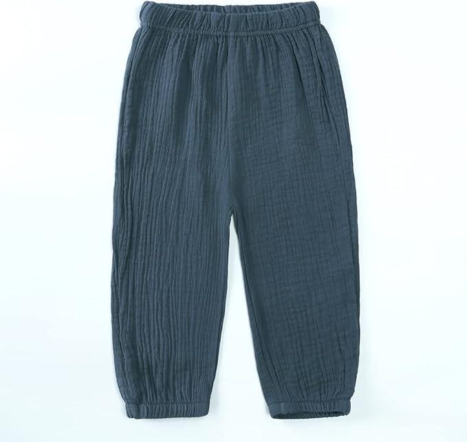 MYGBCPJS Baby Boys Girls Cotton Linen Trousers Kids Casual Ankle Pants Loose Long Bloomers