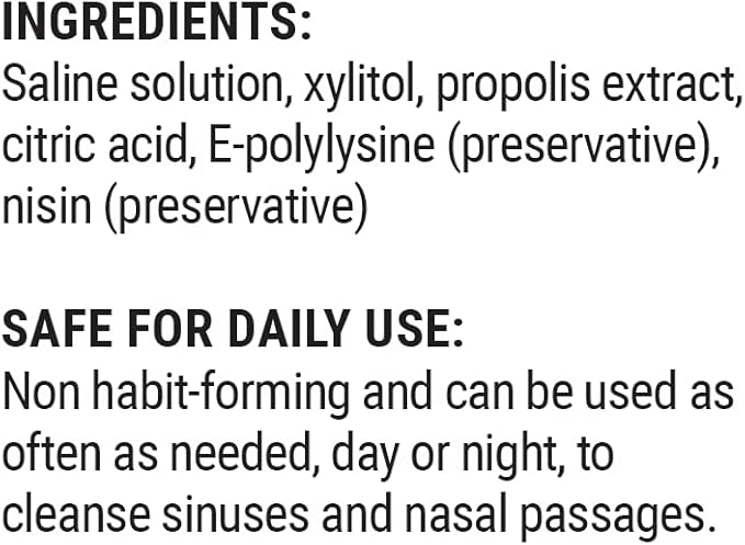 Beekeeper's Naturals Nasal Spray for Adults with Propolis, Xylitol & Saline, Clears Nasal Congestion, Moisturizes Sinus Canal, & Decongest Sinus Cavities, 1 fl oz
