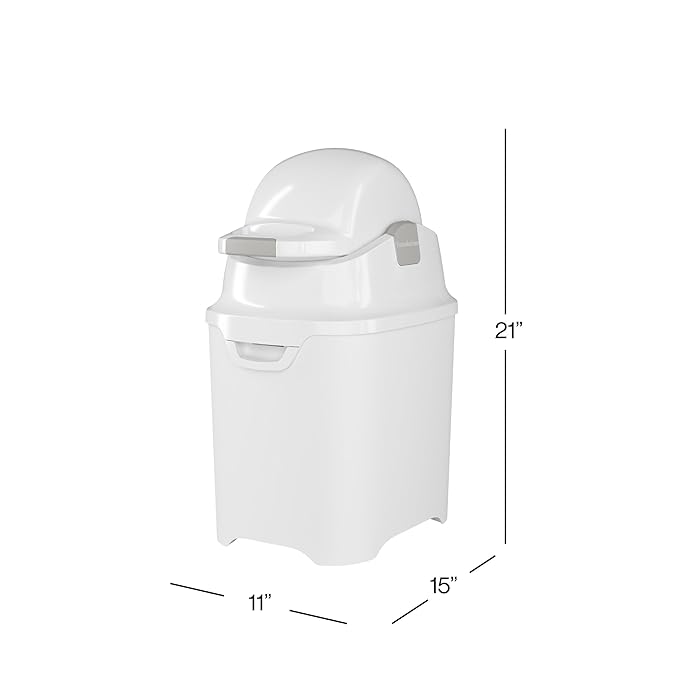 Foundations Mini Diaper Pail with Airtight Lid - Durable & Odorless Diaper Disposal, Large Capacity, Holds up to 30 Newborn Diapers, Refill with Any Bags - White