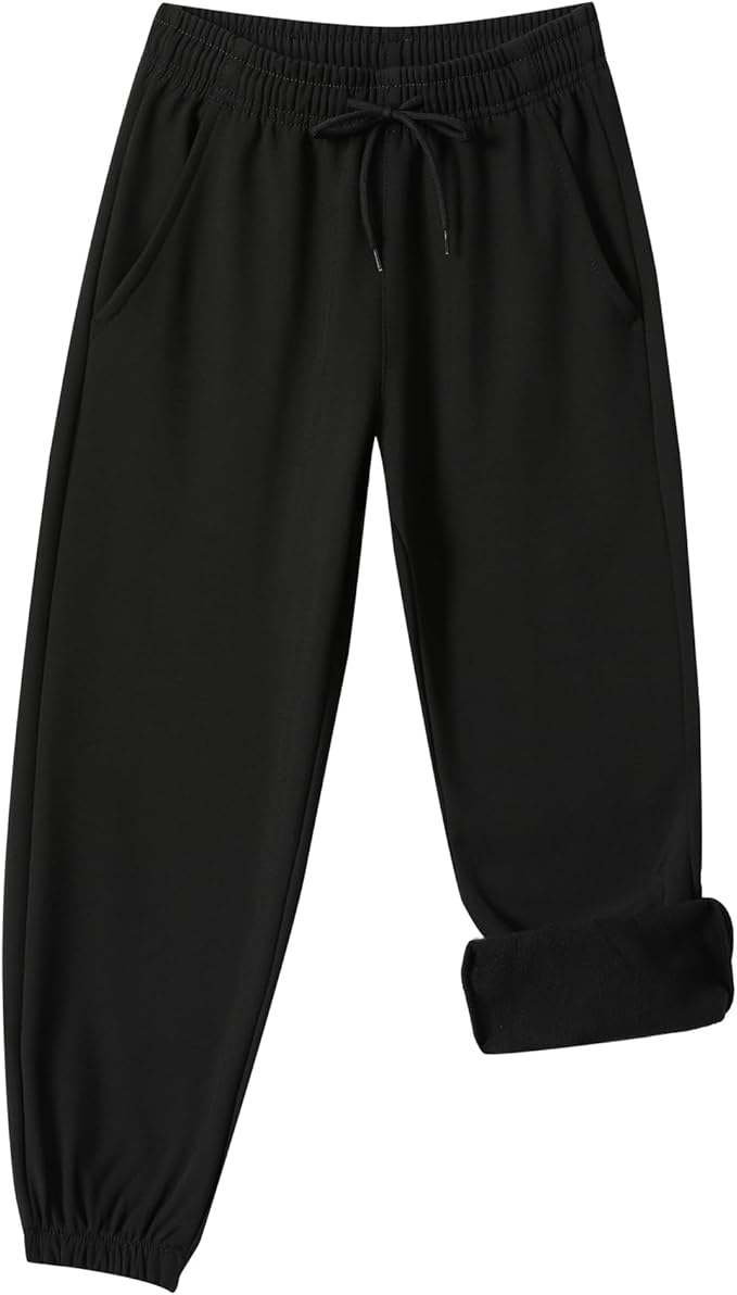 Toddler Fleece Lined Warm Joggers for Baby Boys Girls Thermal Winter Sweatpants Kids Hiking Pants