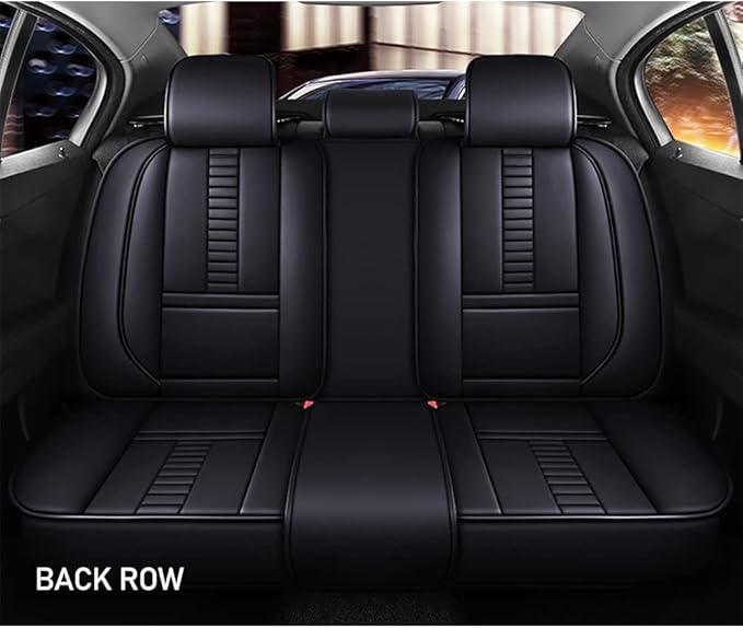 Waterproof 5 Car Seat Covers for Suzuki 1999-2025 95% Models, Premium Leather Automotive Front and Back Seat Protectors Compatible with Airbag Black & Black Line