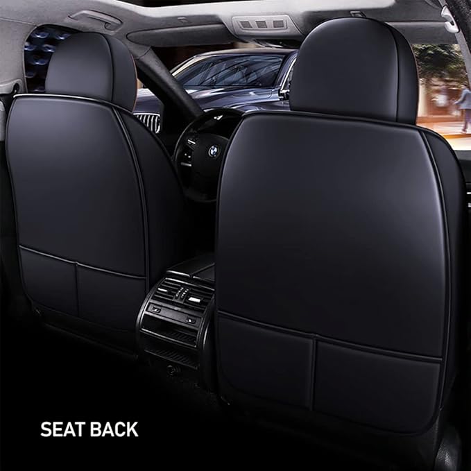 Waterproof 5 Car Seat Covers for Suzuki 1999-2025 95% Models, Premium Leather Automotive Front and Back Seat Protectors Compatible with Airbag Black & Black Line