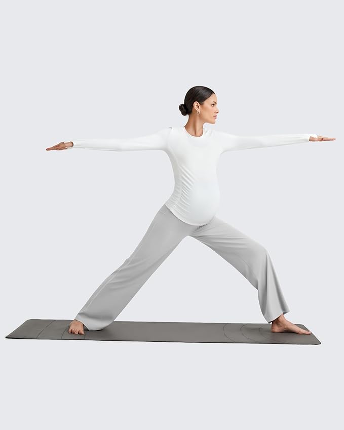 G4Free BareFeel Maternity Dress Yoga Pants Over The Belly Stretchy Work Slack Pregnancy Wide Leg Lounge Trousers