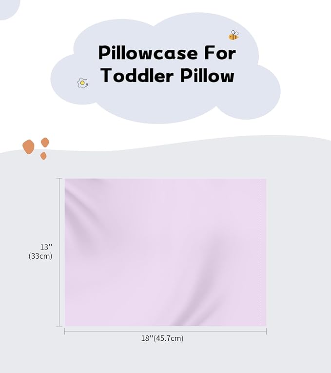 Deep Dream 100% Cotton Toddler Pillowcases Set of 2, 13x18 Inches Fits Baby Pillow Sized 12x16, 13x18, 600 Thread Count Cotton Small Travel Kids Pillow Case Covers with Envelope Closure, Lavender