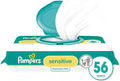 Pampers Baby Wipes Sensitive, Water Based Baby Wipes, Hypoallergenic and Unscented Baby Wipes, 56 Wipes Total (1 Flip-Top Packs)