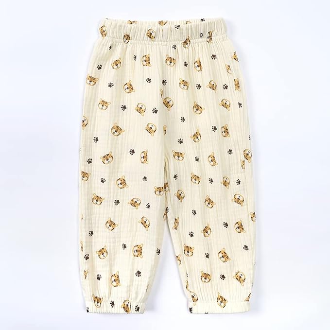 MYGBCPJS Baby Boys Girls Cotton Linen Trousers Kids Casual Ankle Pants Loose Long Bloomers