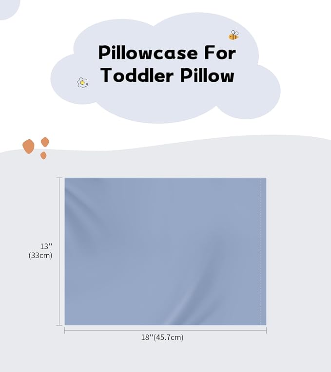 Deep Dream Toddler Pillowcases for 13x18 Pillow 2 Pack, 100% Cotton Travel Pillow Case Cover, 600 Thread Count Cotton Pillow Covers, Soft & Breathable Small Pillow Cases Envelope Closure, Gray Blue