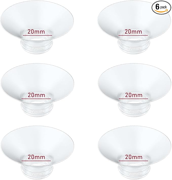 Flange Insert 20mm 6pcs Compatible with Momcozy M5/M9/M6/S12 Pro/V1 Pro/V2 Pro,for Spectra/Medela/MomMed/eufy/Lansinoh/Elvie Breast Pump, Fit for 24mm Flange/Shield of Most Pumps (6PC-20mm)