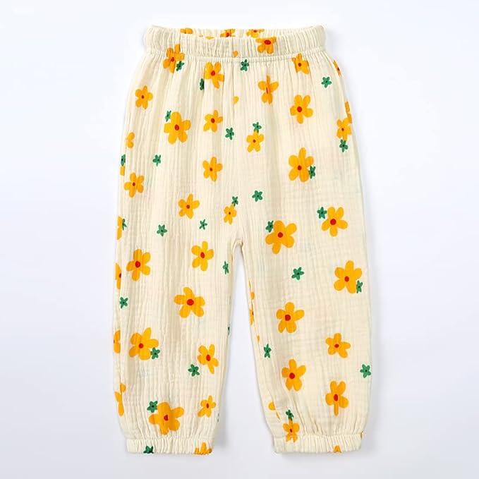 MYGBCPJS Baby Boys Girls Cotton Linen Trousers Kids Casual Ankle Pants Loose Long Bloomers