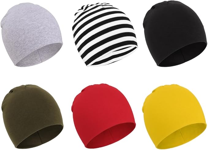 DRESHOW BQUBO 6 Pack Baby Hats for Boys Girls Unisex Baby Hat Soft Knit Cap Nursery Beanie for Newborn Infant Toddler Kid