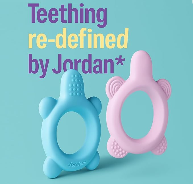 Jordan* ® | Step 0 Teether & Training Toothbrush | BPA-Free, Hygienic, 2-in-1 Teething & Early Brushing Solution for Babies | Pink | 1 Teether + 2 Step 1 Baby Toothbrush