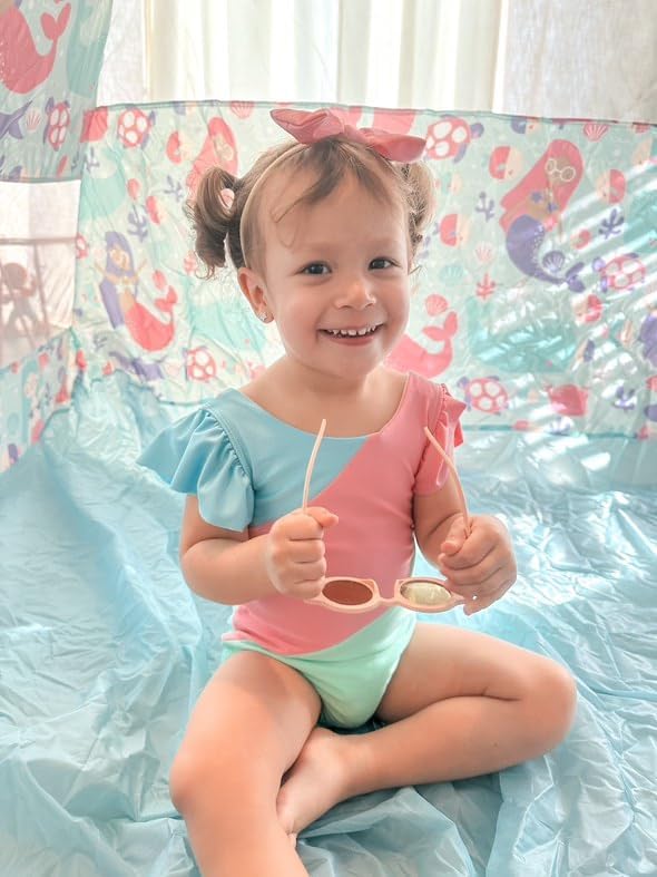 Toddler Girl Baby Ruffles Mermaid Fish Scale Swimsuit One Piece Swimwear Bathing Sunsuit