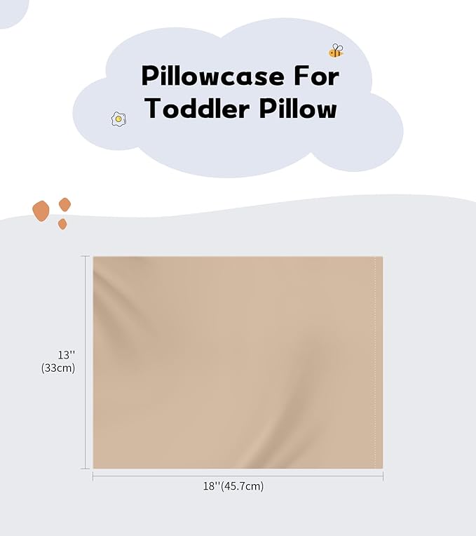 Deep Dream Toddler Pillowcases for 13x18 Pillow 2 Pack, 100% Cotton Travel Pillow Case Cover, 600 Thread Count Cotton 13x18 Pillow Covers, Soft & Breathable Pillow Cases with Envelope Closure, Khaki