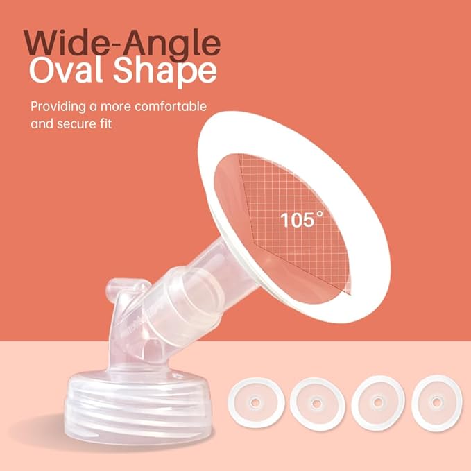 PumpMom-us 19mm and 21mm Oval Flanges Breast Shield Compatible with Spectra S2 S1 9 Plus Pump Parts, Replacement Duckbill Valves for Spectra Flange Accessories (19mm + 21mm)