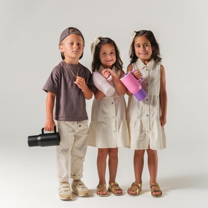 HydroJug Kids - 20 oz Insulated Kids Water Bottle with Flip Straw & Handle | Leak-Proof & Durable | Perfect for School, Sports, Lunch, Travel & Camp, Cream