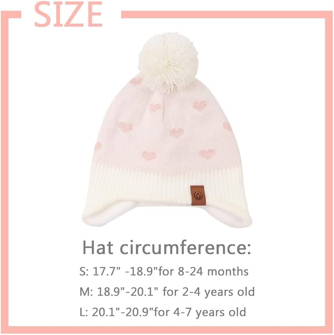 JANGANNSA Knitted Baby Hat Scarf Set Winter Warm Boys Girls Beanie Fleece Lining Toddler Kids Hats with Pompom