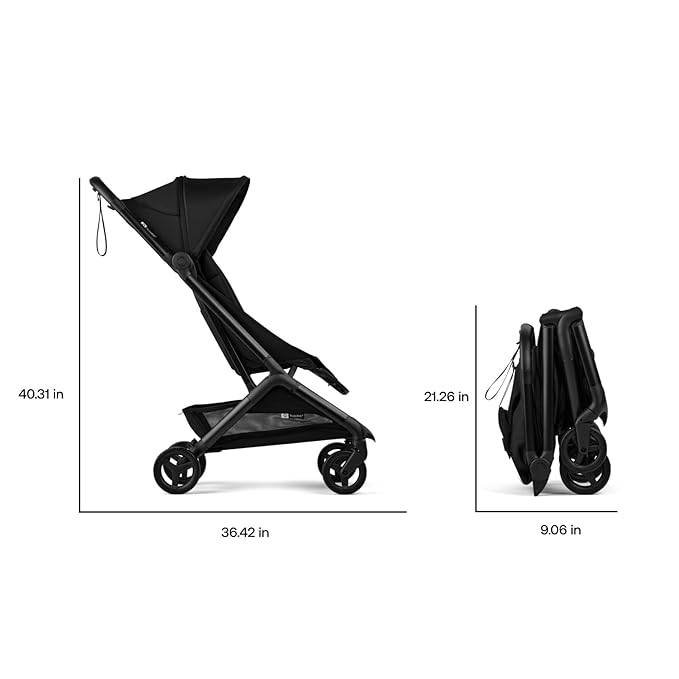 Bugaboo Butterfly 2 Travel Stroller, Ultra-Compact One-Second Fold, Lightweight and Airplane-Friendly (Black)