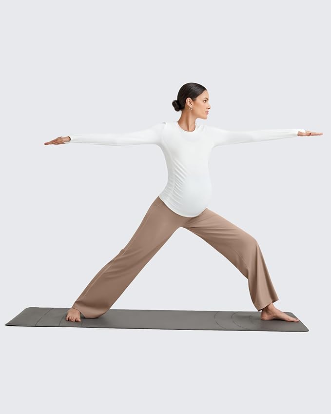 G4Free BareFeel Maternity Dress Yoga Pants Over The Belly Stretchy Work Slack Pregnancy Wide Leg Lounge Trousers