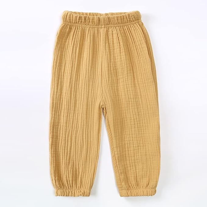 MYGBCPJS Baby Boys Girls Cotton Linen Trousers Kids Casual Ankle Pants Loose Long Bloomers