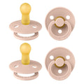 BIBS Pacifiers - Colour 4-Pack | BPA Free Baby Pacifier | Round Nipple Binkies | Natural Rubber Latex Soother | Made in Denmark | Size 6-18 Months | Blush