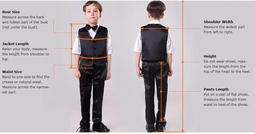 Boys Suit 4 Piece Slim Fit Kids Tuxedo Suit Formal Wedding Outfit Blazer Vest Pants Set with Tie