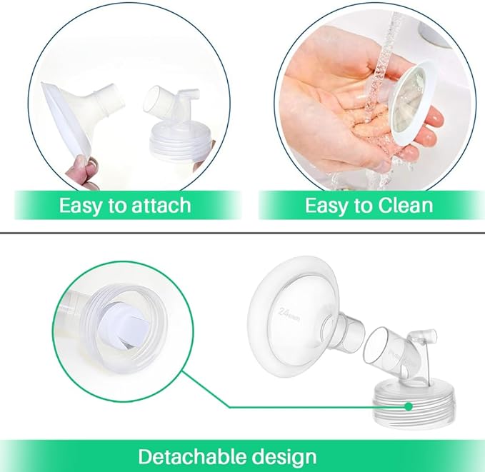 Pumpmom 24mm Flanges Compatible with Spectra S2 Spectra S1 9 Plus Synergy Gold Breastpumps Accessories, Replacement Breast Shield to Spectra Pump Parts and Spectra Flange