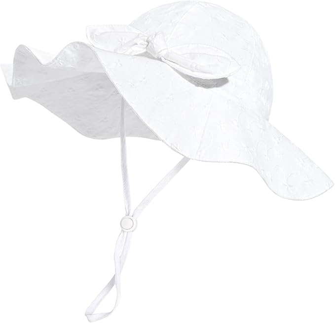 Baby Girl Sun Hat with UPF 50+ Outdoor Adjustable Beach Hat with Wide Brim Bucket Hats