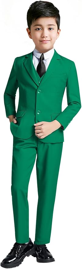 YuanLu Boys Suit for Kids Tuxedo Wedding Ring Bearer Outfit, 5 Piece Boy Slim Fit Formal Suits with Adjustable Waist