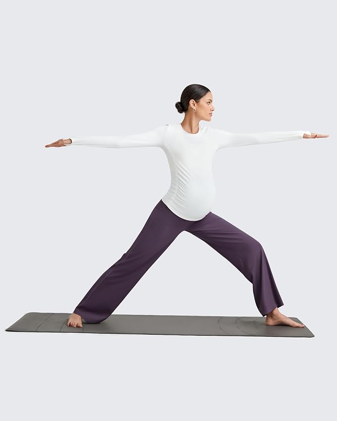 G4Free BareFeel Maternity Dress Yoga Pants Over The Belly Stretchy Work Slack Pregnancy Wide Leg Lounge Trousers