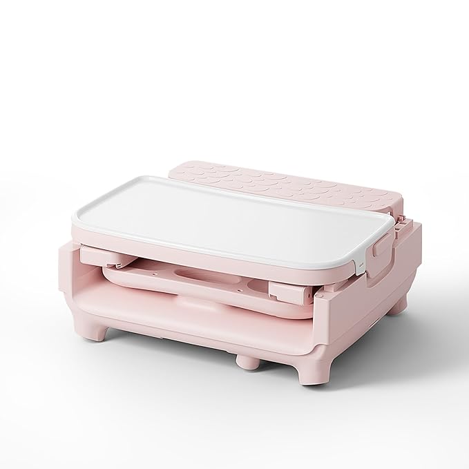 3-in-1 Portable Baby High Chair for Babies and Toddlers, Convertible Easy Clean Infant Foldable Highchair with Adjustable Legs & Dishwasher Safe Tray, Pink