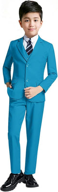 YuanLu Boys Suit for Kids Tuxedo Wedding Ring Bearer Outfit, 5 Piece Boy Slim Fit Formal Suits with Adjustable Waist