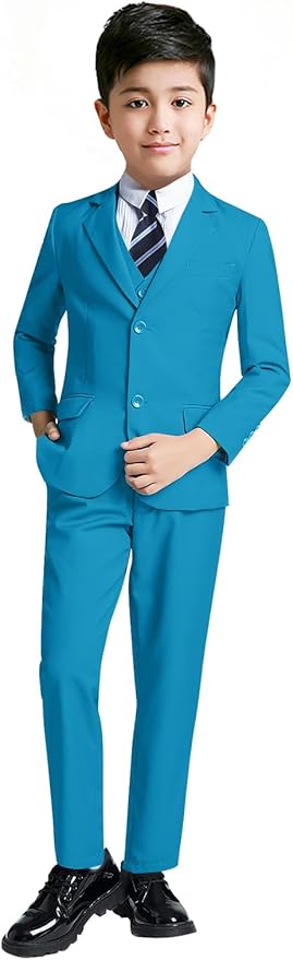 YuanLu Boys Suit for Kids Tuxedo Wedding Ring Bearer Outfit, 5 Piece Boy Slim Fit Formal Suits with Adjustable Waist