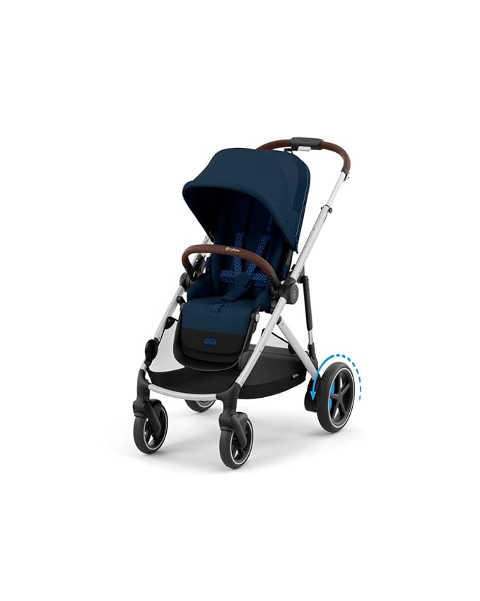 Cybex e-Gazelle S Electronic Assist Stroller – Gazelle S Single-to-Double Electric Stroller, Smart Assist, Rocking Mode, 20+ Configurations & Compact Fold, Silver Frame with Ocean Blue Seat