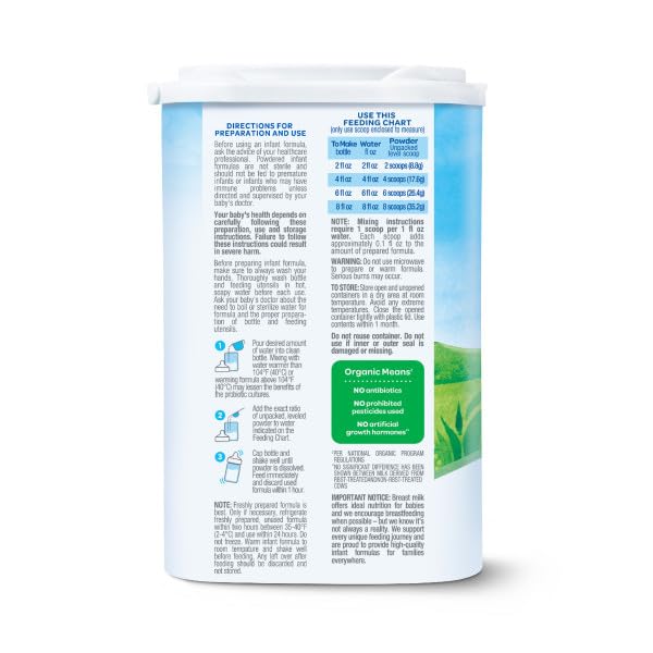 Happy Baby Organics Stage 1 A2 Infant Formula, 0 12 Months, Milk Based Organic Baby Formula Powder with A2 Milk, Probiotics & Prebiotics for Immune & Digestive Support, 22.9 Ounce (Pack of 1)