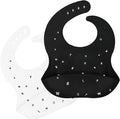 Silicone Bibs for Babies and Toddlers 2 Sets Feeding Bibs for Boy and Girl, Adjustable Soft Waterproof Bibs