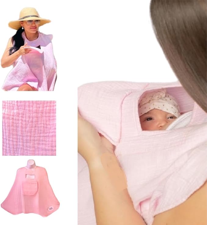 Muslin Nursing Cover for Baby Breastfeeding –Peekaboo Window -100% Breathable Cotton Privacy Nursing Shawl - Multiuse Apron for Moms