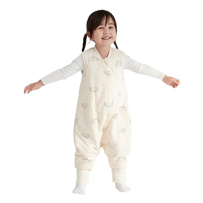 Duomiaomiao 1.5 TOG Toddler Sleep Sack 6-12 Months 100% Cotton Four Season Side Open Zipper Baby Sleep Sack with Feet, Breathable Toddler Wearable Blanket