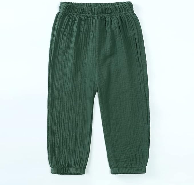 MYGBCPJS Baby Boys Girls Cotton Linen Trousers Kids Casual Ankle Pants Loose Long Bloomers