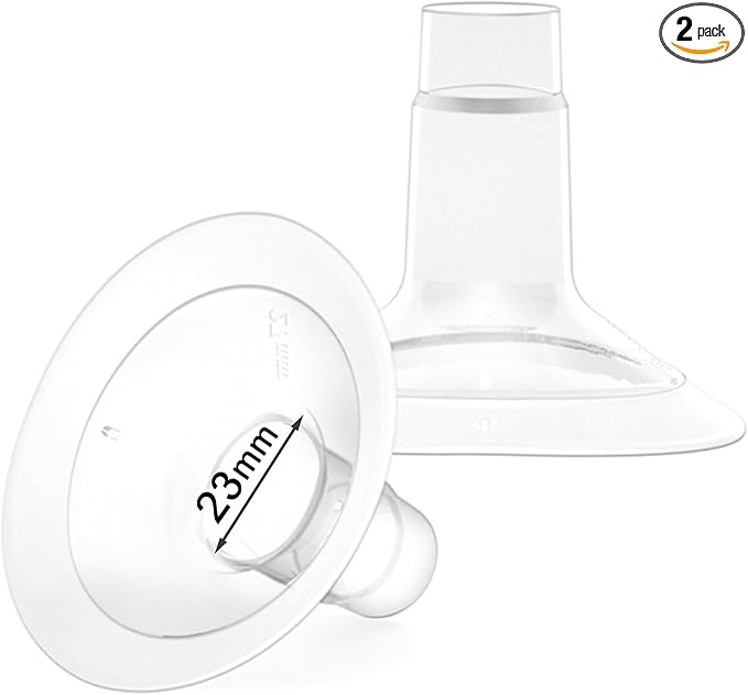 2 Count of 23mm Breast Pump Flanges Compatible with Medela/Lansinoh ComfortFit, Replace Medela PersonalFit Breast Shields, Accessories for Pump in Style Symphony Swing Harmony Freestyle Pump Parts