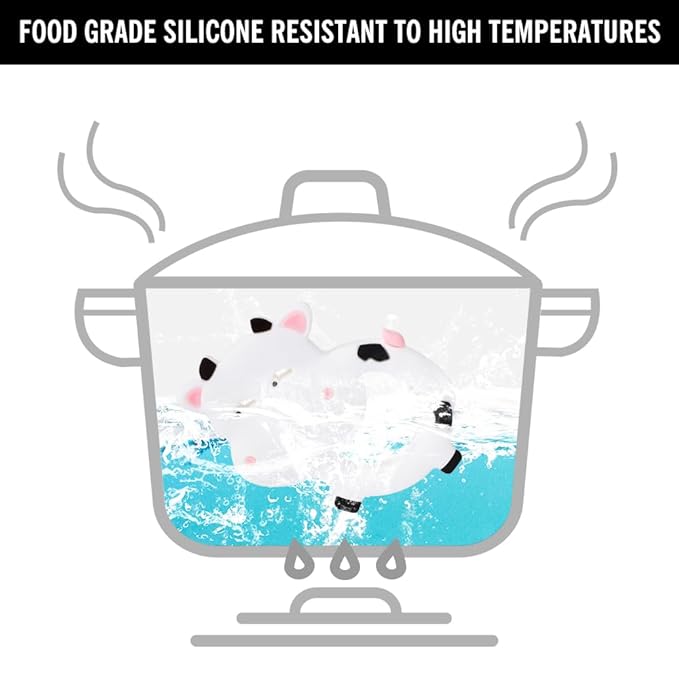 Baby Teething Toys,Food Grade Silicone Teether with One-Piece Pacifier Clip Holder,Shower Gift,Highly Effective Pain Relief for 3 Months+ Boy and Girl,BPA Free,Freezer Safe. (White Cow)