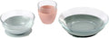 BEABA 3-Piece Glass Meal Set with Silicone Suction, Toddler Plate and Baby Bowls with Suction, Non Slip Kids Dinnerware Set, 2.5x Stronger than Regular Glass, Eucalyptus