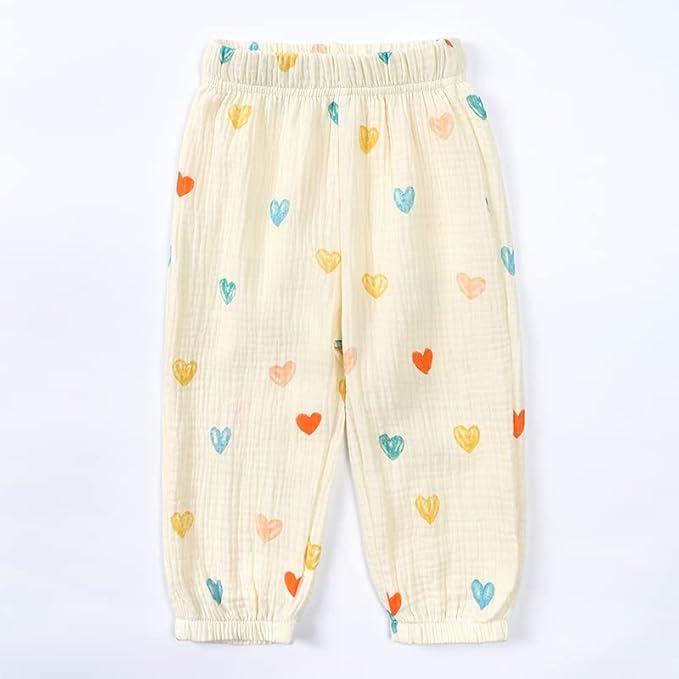 MYGBCPJS Baby Boys Girls Cotton Linen Trousers Kids Casual Ankle Pants Loose Long Bloomers