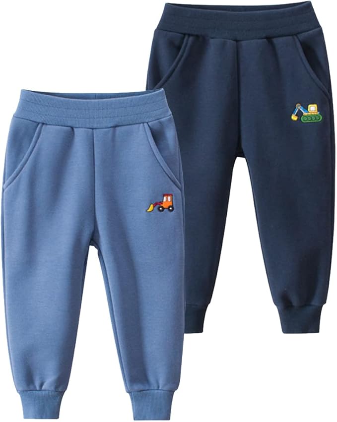 GFQLONG Toddler Boys 3 Pack Cotton Active Jogger Pants,Kids Cartoon Sweatpants Casual Lounging Bottoms