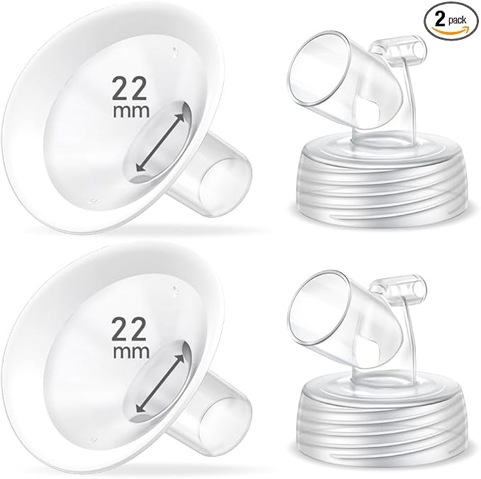 2 Packs 22mm Flange Set, Updated Soft Rim Shield and Wide Mouth Base Connector Pump Parts for Spectra S2 Spectra S1 9 Plus Breastpumps Accessories, 106 Degree Wider Opening Angel