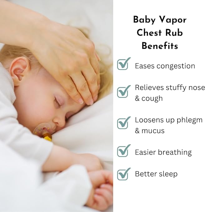 Irene Organics Organic Baby Vapor Chest Rub Clean Vapo Rub Made with Non Toxic Ingredients, Organic Cough & Congestion Relief Balm, Safe Natural Eucalyptus & Lavender Rub for Newborns & Kids