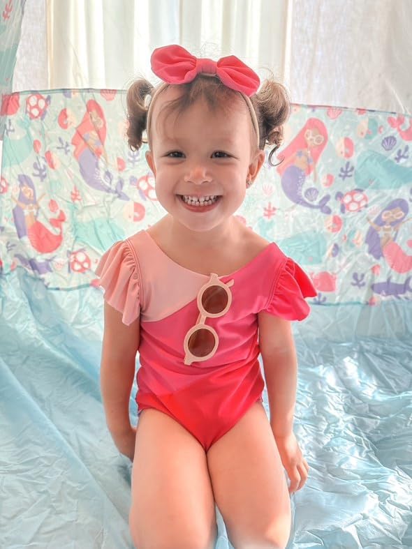 Toddler Girl Baby Ruffles Mermaid Fish Scale Swimsuit One Piece Swimwear Bathing Sunsuit