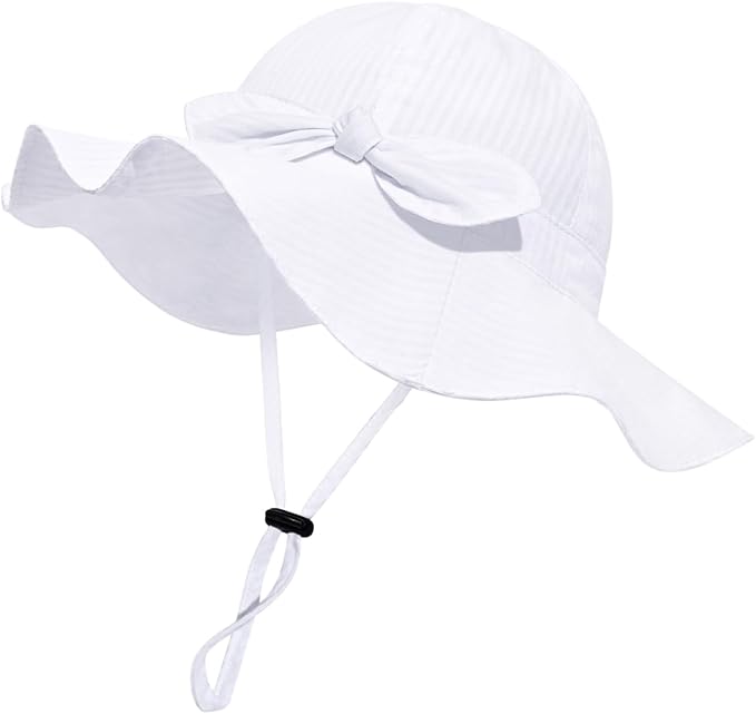 Baby Girl Sun Hat with UPF 50+ Outdoor Adjustable Beach Hat with Wide Brim Bucket Hats