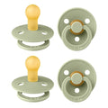 BIBS Pacifiers - Colour 4-Pack | BPA Free Baby Pacifier | Round Nipple Binkies | Natural Rubber Latex Soother | Made in Denmark | Size 1 (0-6 Months) |Sage