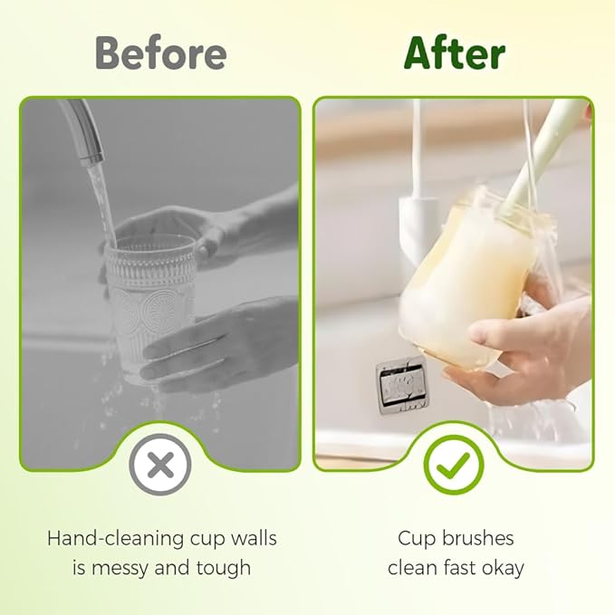 5 in 1 Bottle Cleaning Brush, Multifunctional Water Bottles Cleaner Brushs Portable Bottle and Lid Cleaning Brush Tool, Straw Cleaner Brushs for Baby Bottles Tumblers Glass Cups (1, White)